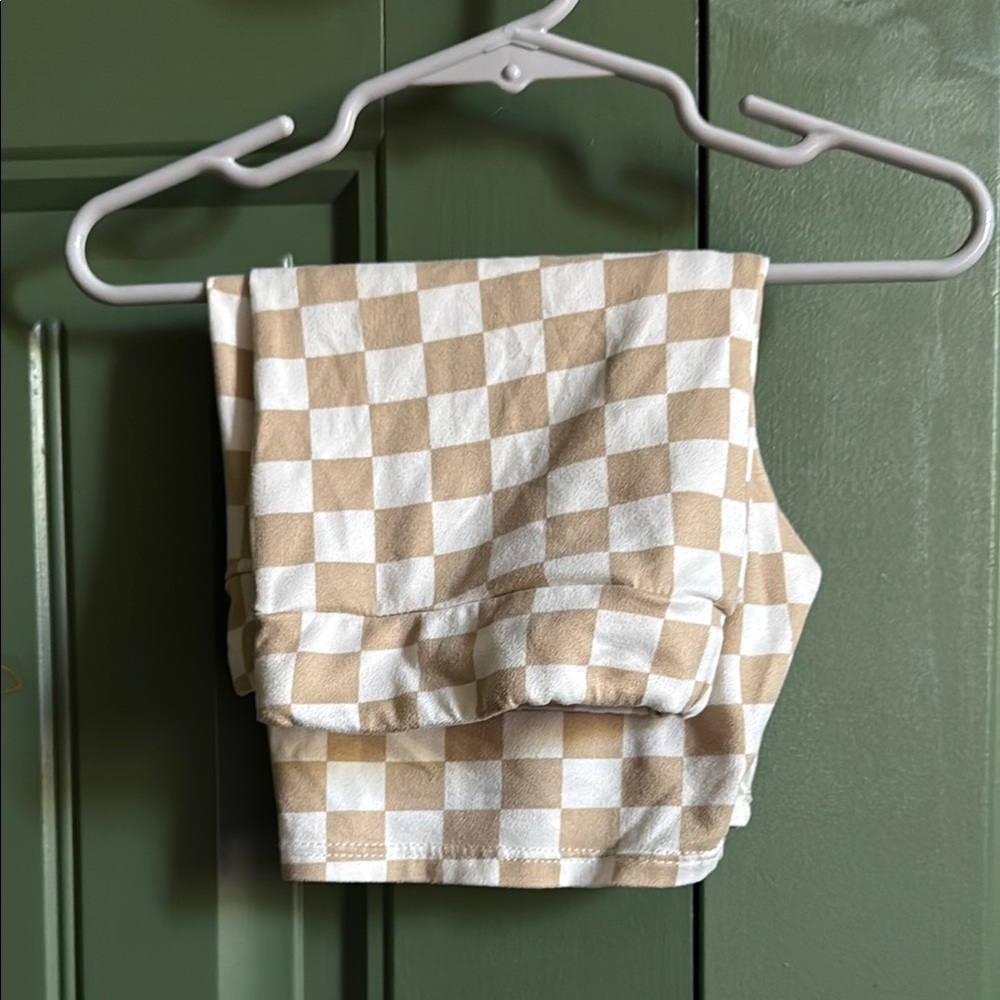 Kids Checkered Tan and White Shorts